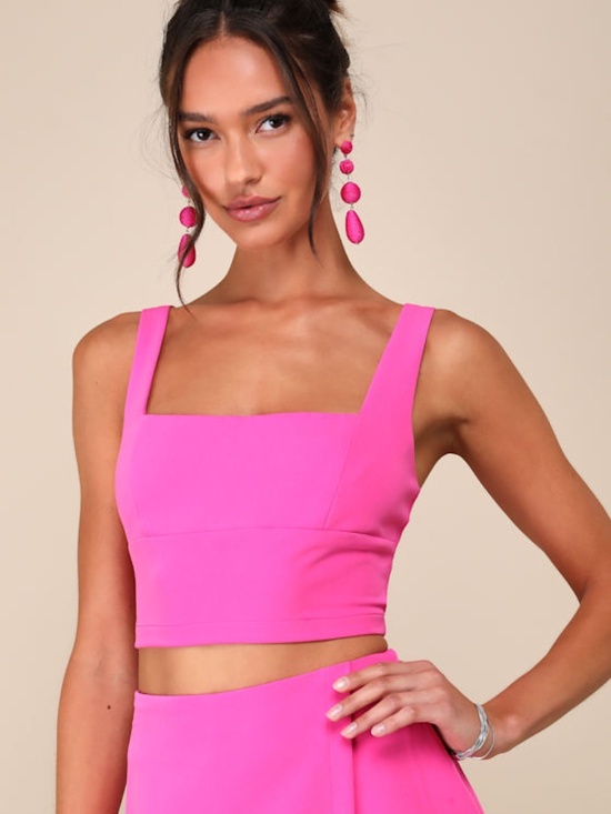 Lulus Pants - Lulus Exceptionally Styled Hot Pink Lace-up Two-piece Skort Romper - Size M